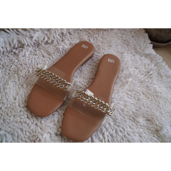BP. Tan Asher Two-Ton Chain Flat Slide Sandals Size 11 - Picture 2 of 8
